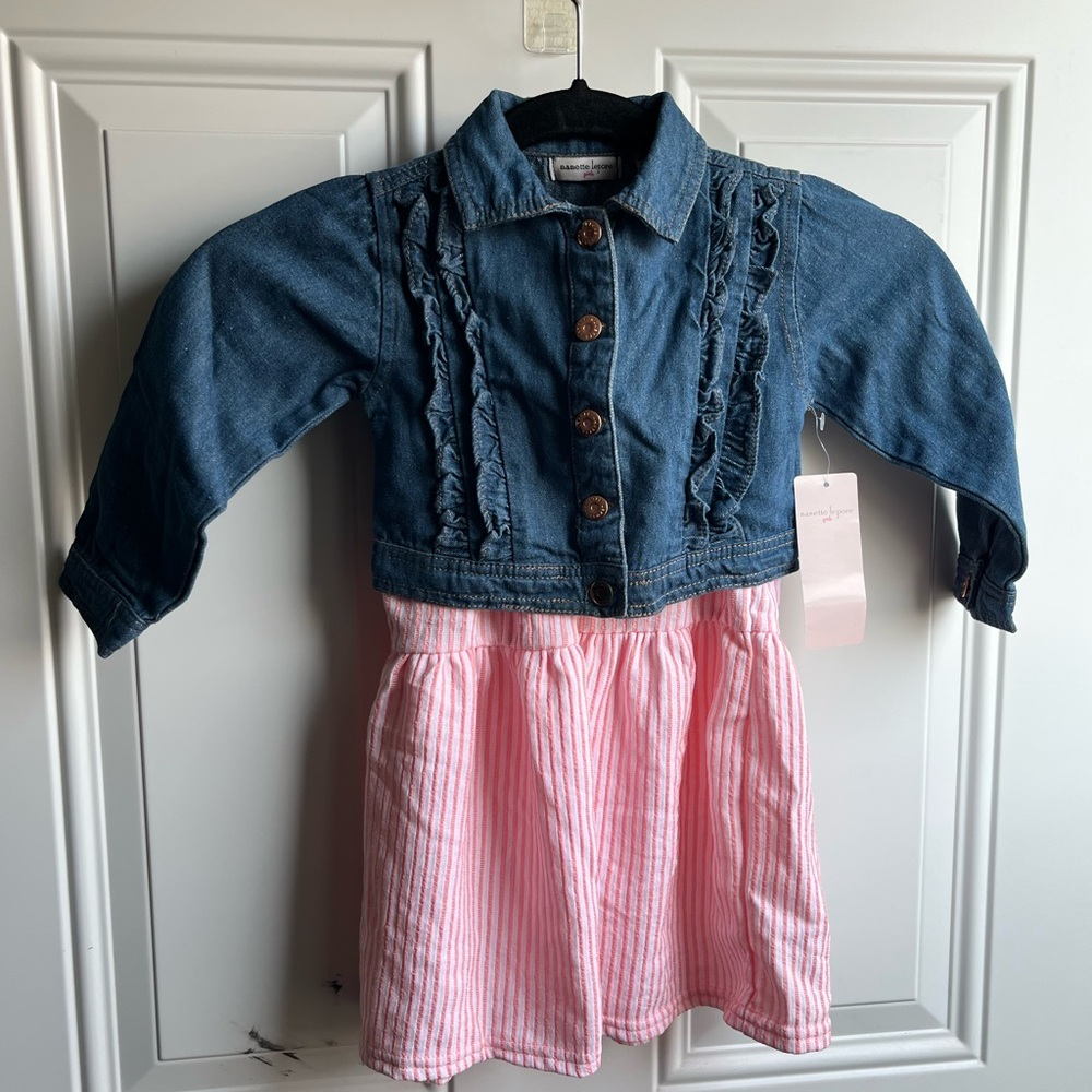 Nanette Lepore Blue and Pink Jean Jacket Two-Tone Design